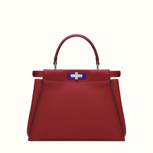 FENDI ピーカブー コピー レッドレザー ハンドバッグ 8BN2903ZNF03M5